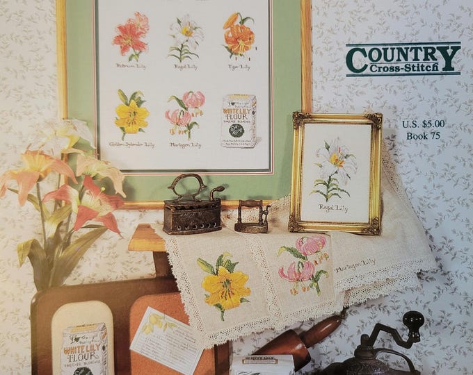 Country Cross Stitch Prized Lilies Cross Stitch Pattern. FREE SHIPPING.