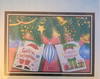 Barefoot Needleart Santa &  Elf Ornament Cross Stitch Pattern. Free Shipping. Good Condition.