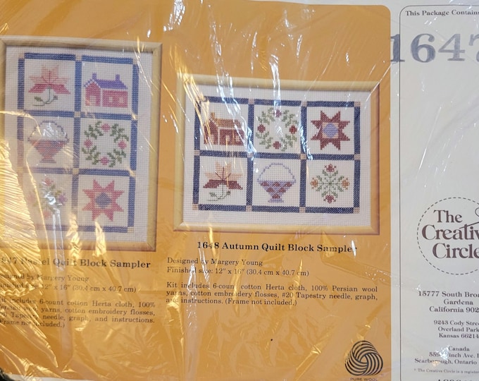 1647 Pastel Quilt Block Sampler and 1648 Autumn Quilt Block Sampler Cross Stitch Kit. FREE SHIPPING. New Condition.