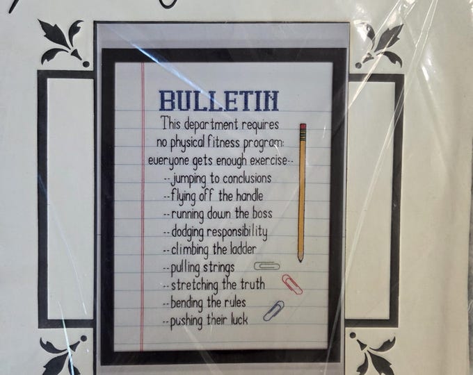 Imaginating Office Fitness Counted Cross Stitch Kit. FREE SHIPPING. Preowned Retaped Condition.