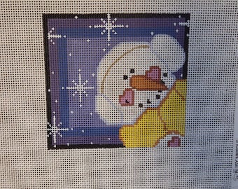 Cheryl Schaeffer CX35C Snowman with Earmuffs Needlepoint Canvas. 4.75" X 4.5". 13ct. Preowned Condition. FREE SHIPPING