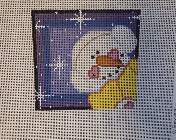Cheryl Schaeffer CX35C Snowman with Earmuffs Needlepoint Canvas. 4.75" X 4.5". 13ct. Preowned Condition. FREE SHIPPING