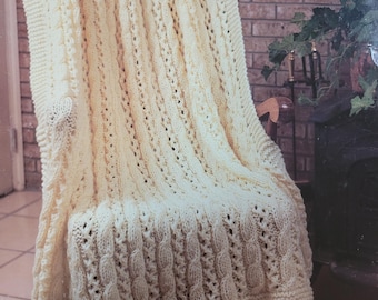 Brunswick Cables and Lace Afghan Knit Pattern. FREE SHIPPING. Used Condition.