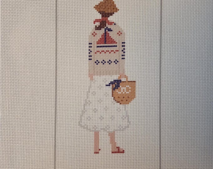 Jennifer Vallez Sailboat Girl 18 mesh 4x7 Needlepoint Canvas. FREE SHIPPING. New Condition.