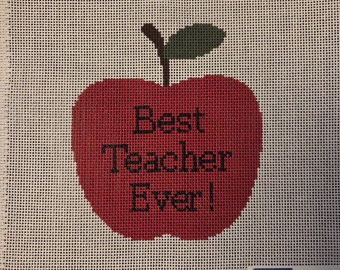 Ziggy Stitches Best Teacher Ever Needlepoint Canvas 18# 4"x4.5". Preowned Estate Sale Like New Condition. Free Shipping.
