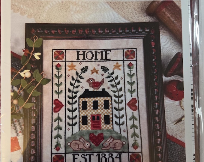 Annie Beez 1884 Home Sampler House Cross Stitch Pattern. FREE SHIPPING. Good Condition
