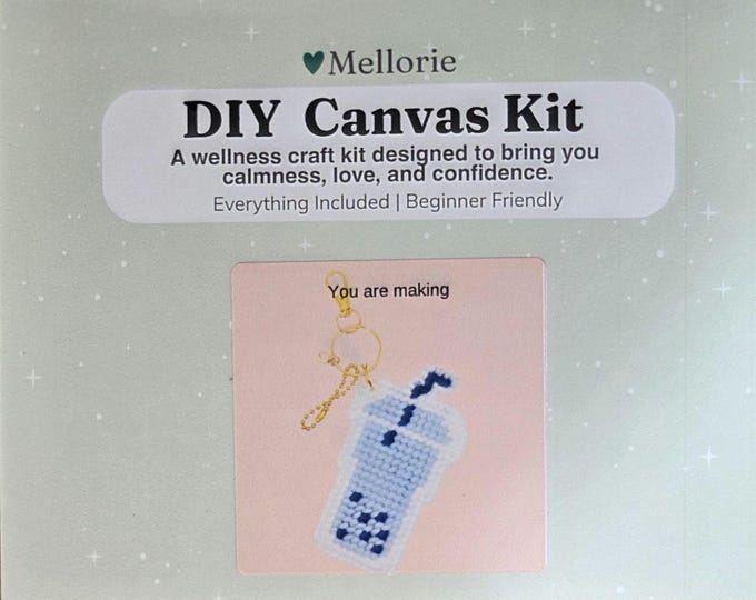 Blueberry Lemonade Keychain, Bag Charm Needlepoint Kit. FREE SHIPPING. New Condition. Great for Beginners.