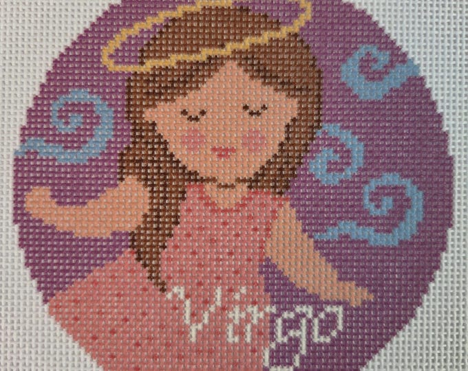 Virgo Needlepoint Canvas. 18 Mesh 4" Round. New Condition. Free Shipping. Needlepaint LLC Design.