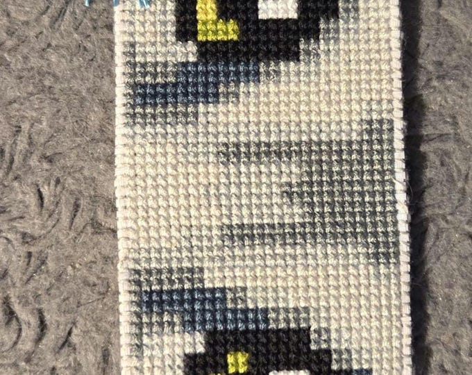 Cat Eyes Handmade Cross Stitched Bookmark. FREE Shipping.