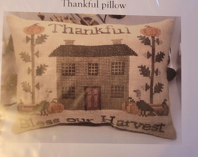 Mani di Donna Thankful Bless Our Harvest Pillow Cross Stitch Pattern. FREE SHIPPING.