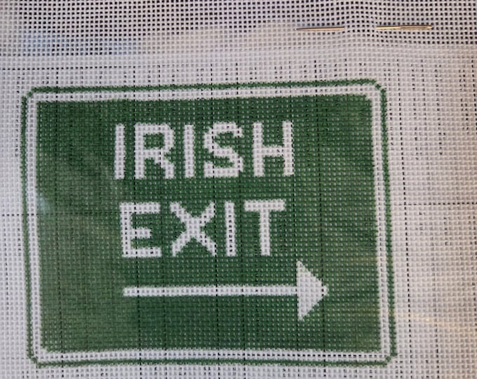Pip and Roo Irish Exit Needlepoint Canvas with Threads.  18 Mesh 4"x3.25". Preowned Estate Sale Like New Condition. Free Shipping.