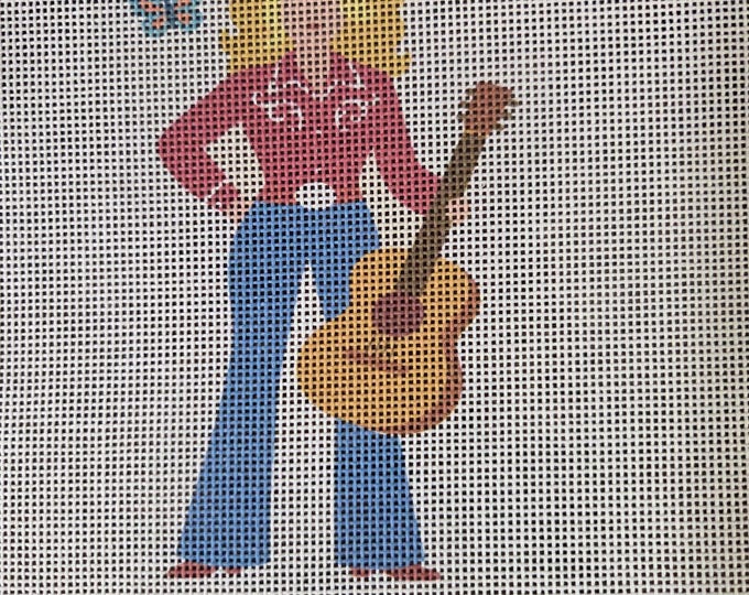 Dolly Needlepoint Canvas 5"x3"  finished size #18 mesh. Free Shipping. Unfinished canvas. Moore Stitching Design