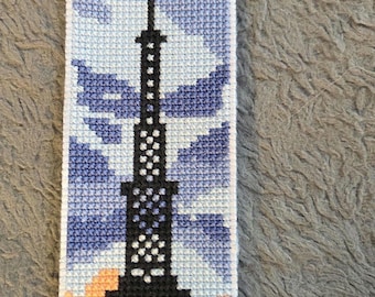 Eiffel Tower Paris France Handmade Cross Stitched Bookmark. FREE Shipping.