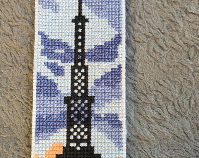 Eiffel Tower Paris France Handmade Cross Stitched Bookmark. FREE Shipping.