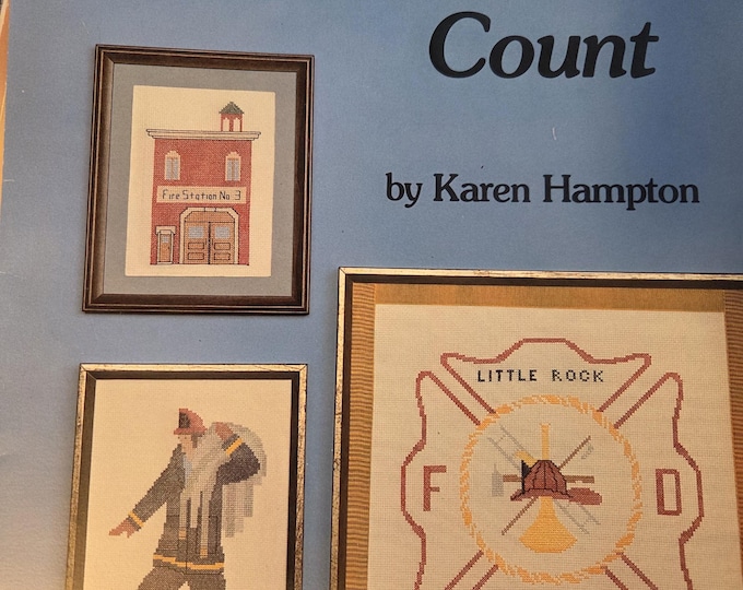 Fire Fighters Count Cross Stitch Pattern. FREE SHIPPING. Used Condition.