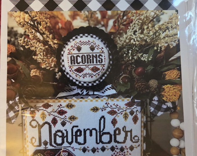 Stitching with the Housewives Month 2 Month November Cross Stitch Pattern. FREE SHIPPING. Good Condition