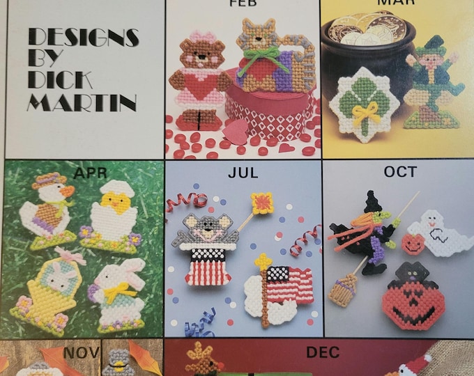 Leisure Arts More Holiday Magnets In  Plastic Canvas Used condition. Free shipping.