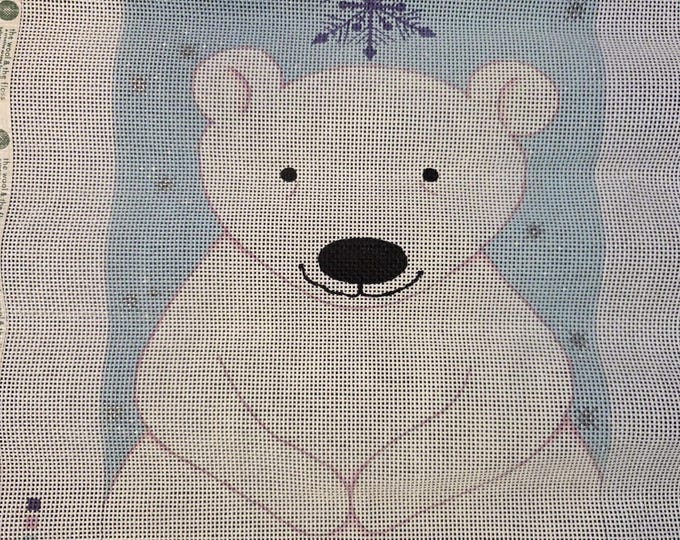Zecca Polar Bear Needlepoint Canvas.  13 Mesh 12"x19". Preowned Estate Sale Good Cond. Canvas Rolled.