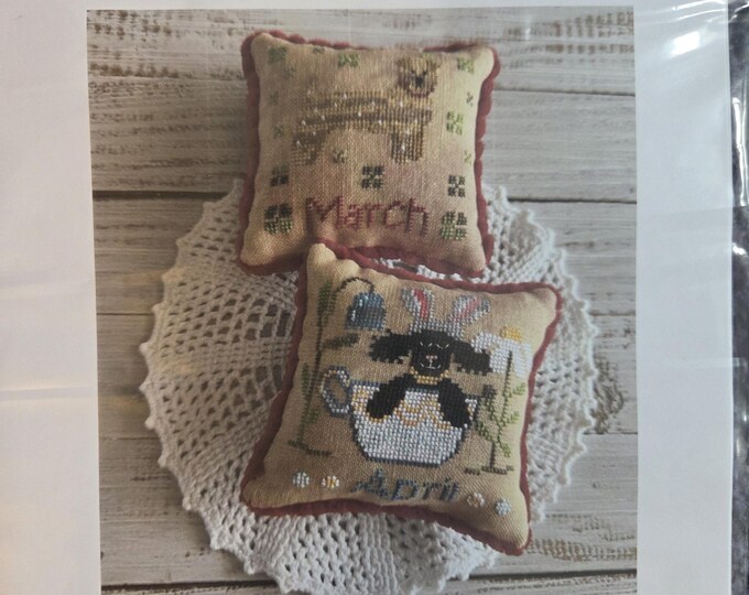 Romys Creation Dogs of the Month March/April Cross Stitch Pattern. FREE SHIPPING. Good Condition