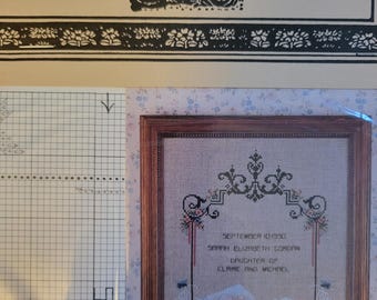 Told In A Garden Baby In A Basket Cross Stitch Pattern. Good Condition. Free Shipping.