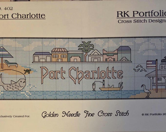 RK Portfolio Port Charlotte Cross Stitch Pattern. FREE SHIPPING. Used Pattern.