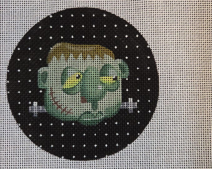 Kirk & Bradley Lurch Needlepoint Canvas.  18 Mesh 4" Round. Preowned Estate Sale Like New Condition.