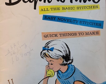 American Thread Begin to Knit Pattern Book. No 167. FREE SHIPPING. Old Condition