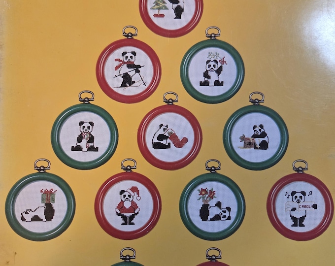 Christmas Pandamonium Cross Stitch Pattern. Free SHIPPING. Used Condition.