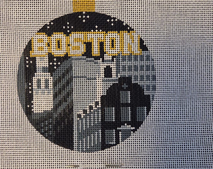 Kirk & Bradley City Bauble Boston Needlepoint Canvas w/thread (pkg 2)  18 Mesh 4" Rd. Preowned Estate Sale Like New Condition.