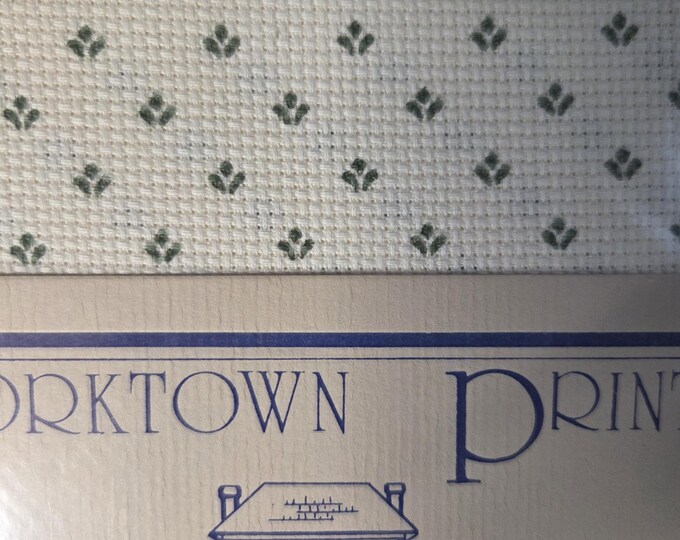 Yorktown Prints 14ct 14 3/4" SQ Ecru Fabric Green. FREE SHIPPING.