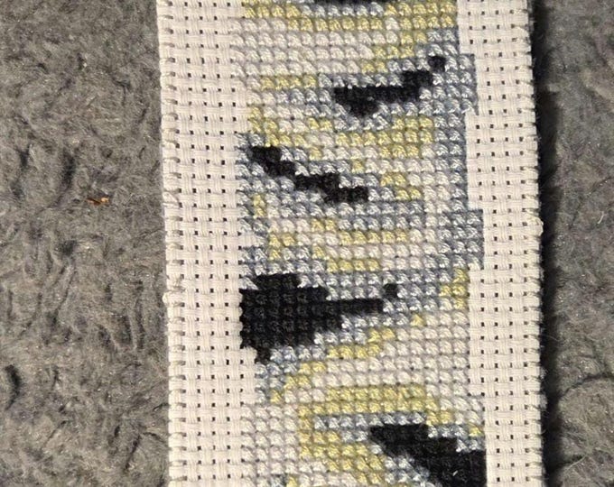 Gray Cat Paw Handmade Cross Stitched Bookmark. FREE Shipping.
