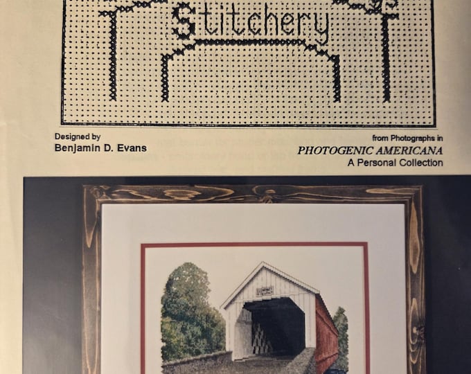 Covered Crossings Stitchery Mood's Covered Bridge Cross Stitch Pattern. FREE SHIPPING. Used Pattern repackaged in a polybag.