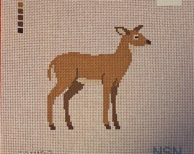 Whitetail Doe Painted Needlepoint Canvas 5"x5"  finished size #13 mesh. New Condition. Free Shipping.