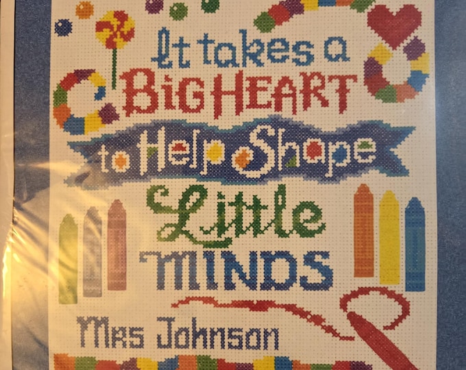 Imaginating Teachers Have Big Hearts Counted Cross Stitch Kit. FREE SHIPPING. Good Condition.