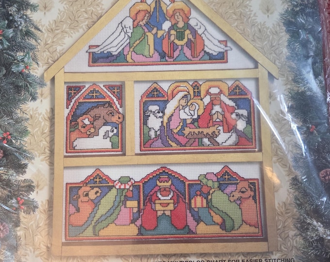 Bucilla Nativity Hutch Counted Cross Stitch Kit. FREE SHIPPING. Older Condition.