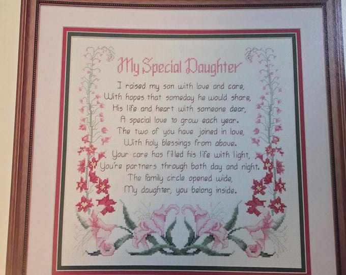 Cross My Heart Daughter In Laws Poem Cross Stitch Pattern. FREE SHIPPING. Used Condition.