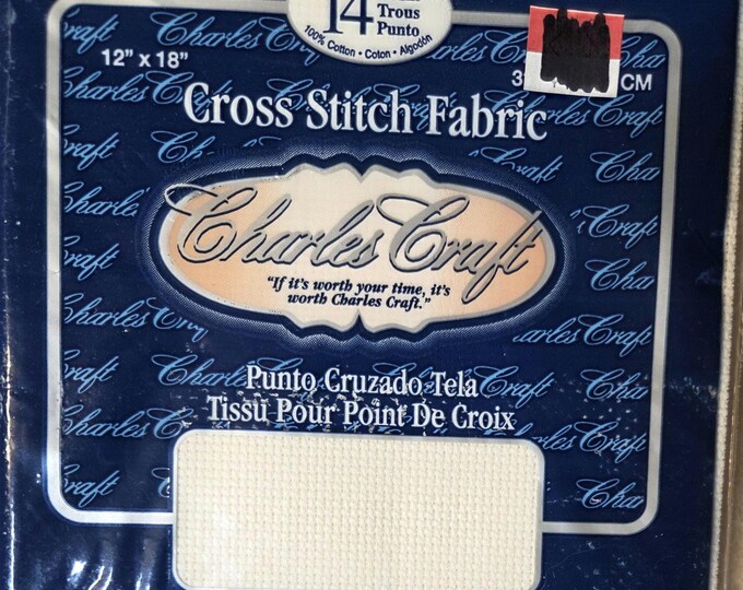 Charles Craft Aida Cloth 14ct 12"x18" antique white. FREE SHIPPING.