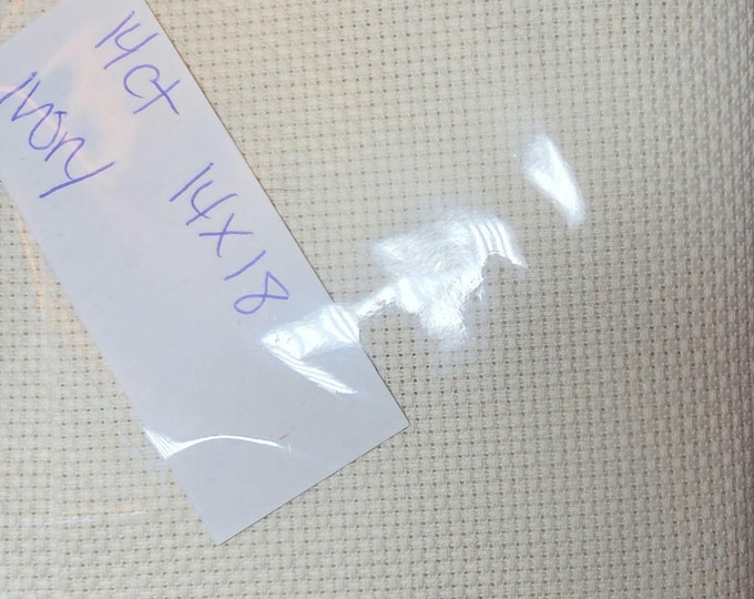 14ct 14"x18" Aida Cloth Ivory. Preowned and Repackaged. FREE SHIPPING.