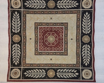 Geometric Square Red Center 20x20 Needlepoint Canvas Preowned Good Condition. Free Shipping.