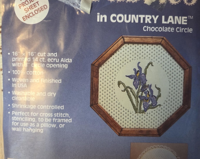 Evenweave in Country Lane 16"x16" 14ct 8" Circle Brown. FREE SHIPPING.