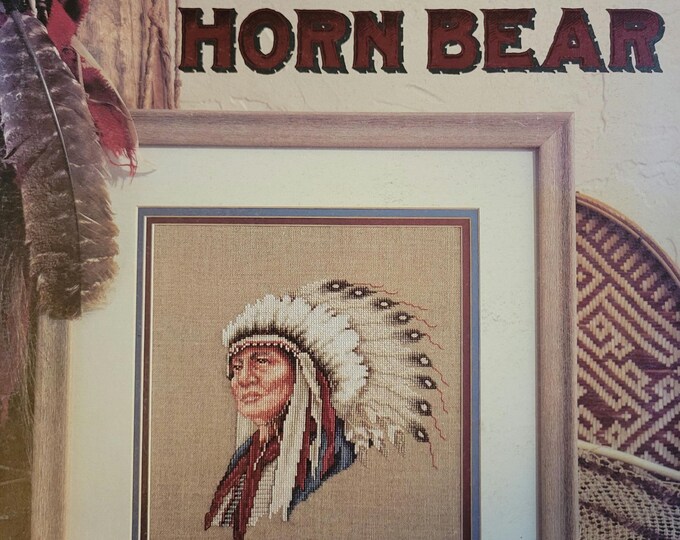 Leisure Arts Native American Hollow Horn Bear Cross Stitch Pattern. FREE SHIPPING. Used Condition.