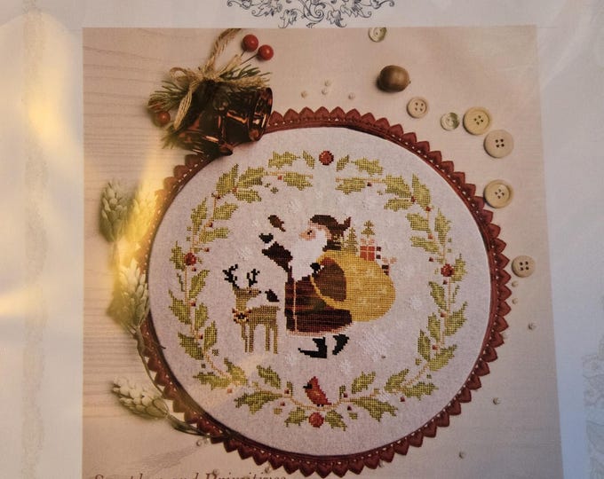 Samplers and Primitives Santa and Friends Cross Stitch Pattern. FREE SHIPPING. New Condition.