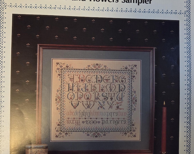 Pat Rogers Hearts and Flowers Sampler Cross Stitch Pattern. Signed Copy. FREE SHIPPING. Used Condition.