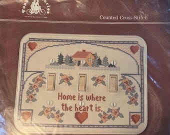 Fond Memories Home Heart Sampler Acrylic Switchplate Counted Cross Stitch Kit. FREE SHIPPING. Older Condition.