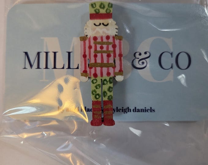 Millie B & Co Handpainted Wooden Dotty Nutcracker Needle Minder. FREE SHIPPING. New Condition.