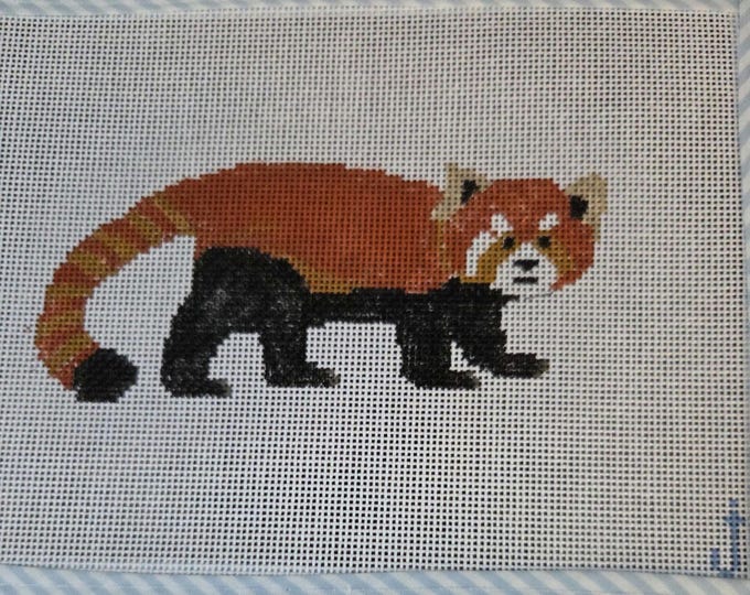 Handpainted Red Panda Needlepoint Canvas 18# 5.5"x3". Preowned Estate Sale Good Cond.