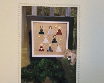 Sekas Watercolour Christmas Angels Cross Stitch Pattern. FREE SHIPPING.