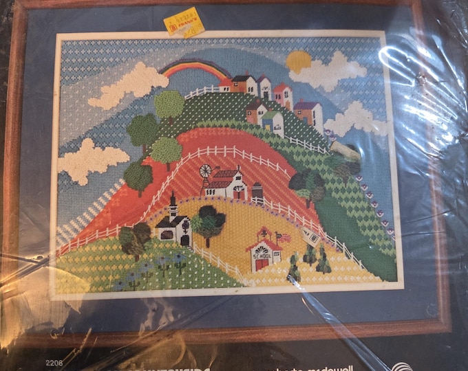 Dimensions Patchwork Countryside Needlepoint Kit. FREE SHIPPING. Good Older Condition.