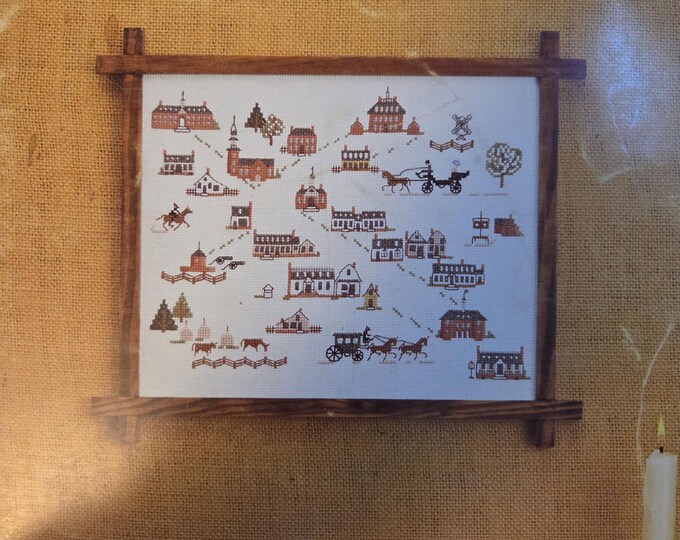 Olde Williamsburg Towne Cross Stitch Pattern. FREE SHIPPING. Used Older Condition.