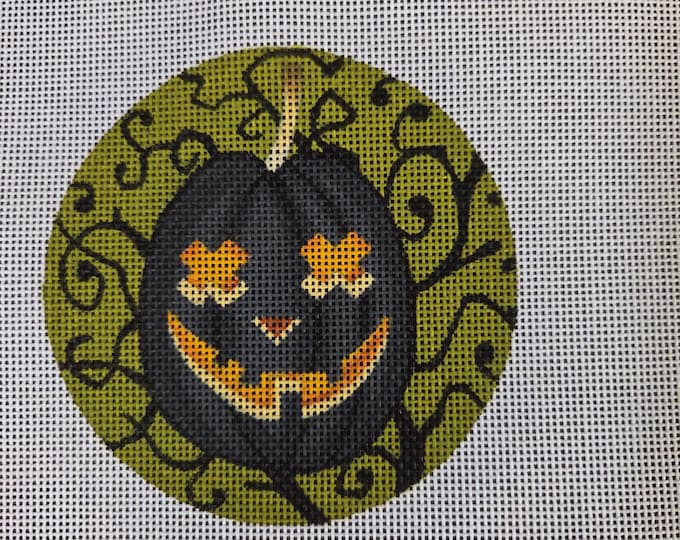 Kirk & Bradley Buddy O Lantern Needlepoint Canvas 18# 4" Round. Preowned Estate Sale Like New Condition. Free Shipping.